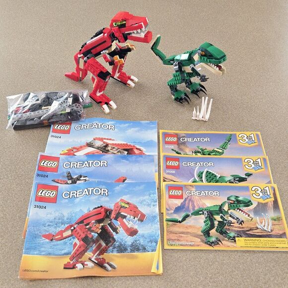 LEGO Creator 2 Set Lot 31024 31058 Roaring Power Mighty Dinosaurs 100% Complete - Picture 1 of 15